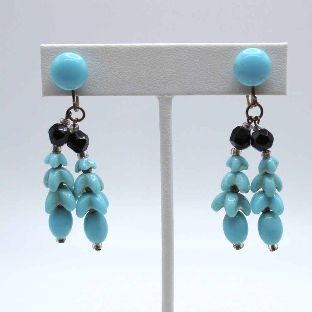 Vintage West Germany Turquoise Color Dangle Screwbacks
